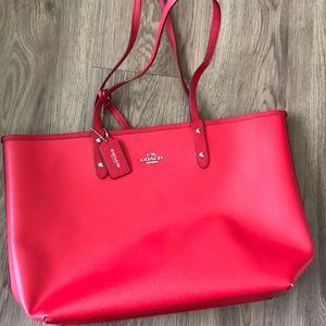 Reversible red Coach tote bag